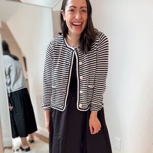 Striped Black and White Women's Cardigan